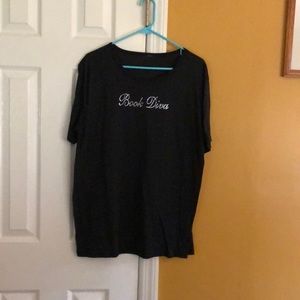 Book Diva t-shirt, black. XL